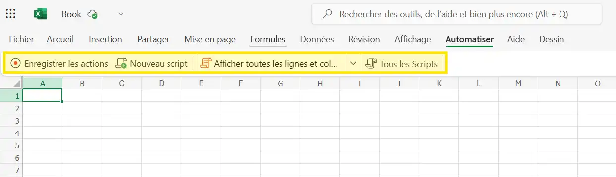 Installer et configurer Office Script dans Excel 365 Automatisation  par enregistrement excel